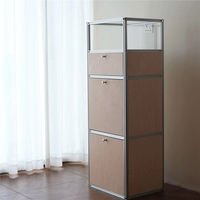 Profilé en aluminium, plaque marine, style industriel Bauhaus, anodisé, personnalisable, comptoir de café, armoire de rangement, présentoir, 3 tiroirs