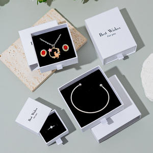 Caja de joyería rectangular personalizada cubierta para clima cálido con cajón deslizante para pulsera, collar, pendiente, embalaje - Product Image 5