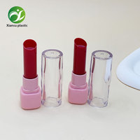 Tube de rouge à lèvres vide en ABS transparent ondulé carré avec capuchon à clapet, emballage cosmétique pour rouge à lèvres