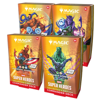 Коллекционный набор Commander Deck с персонажами Marvel Super Heroes и MTG: комплект из четырех колод коллекционных карт для подарков и игрушек