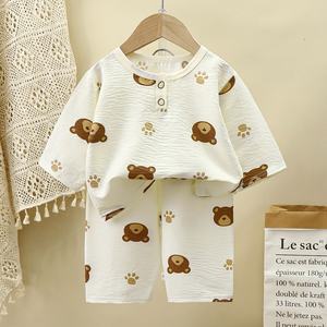 Ensemble <span class=keywords><strong>Pyjama</strong></span> Décontracté à Manches Mi-Longues pour Enfants Vêtements d'Intérieur d'Été Populaires en Coton Nuage Fin pour Pièces Climatisées Garçons Filles Dessin Animé - Product Image 2