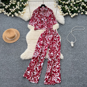 Conjunto de Dos Piezas para Mujer, Estilo Salty, Moda Madura, Holgado, Cintura Alta, Pantalones Anchos y Camisa Casual, 2026 - Product Image 1
