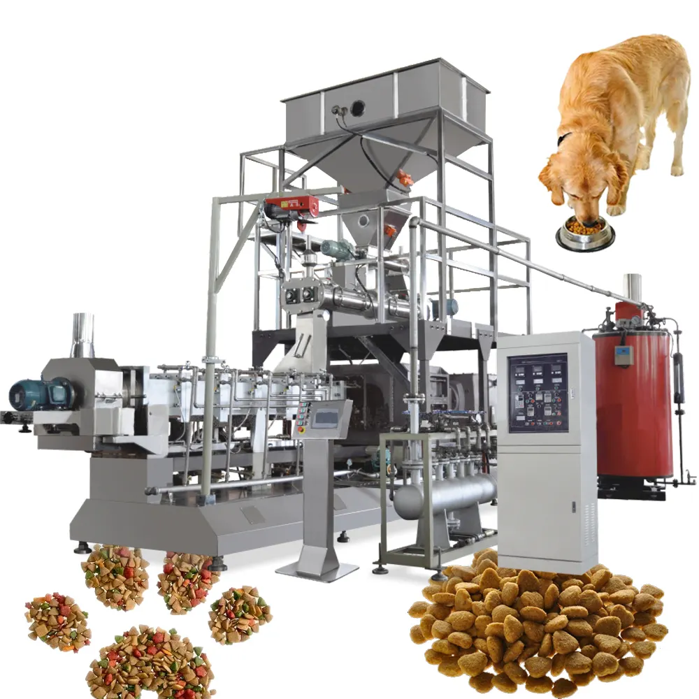 Hewan peliharaan komersial pakan ikan ekstruder anak anjing dewasa mesin pembuat makanan lini produksi