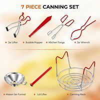7 Pcs Set Peralatan Pengalengan Rumahan dari Stainless Steel, Rak Pengalengan, Corong Mulut Lebar, Penjepit Stoples, Pengangkat Stoples, Perlengkapan Pembuatan Selai