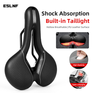 Sillín de Bicicleta ESLNF, Cómodo, Absorbente de Impactos, Hueco y Transpirable, para Hombres y Mujeres, Bicicleta de Montaña y Carretera, con Advertencia de Seguridad LED - Product Image 1