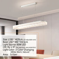 Suspension LED ovale moderne et minimaliste avec abat-jour en acrylique, spectre complet, pour îlot de cuisine et table à manger