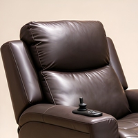 Fauteuil inclinable électrique marron avec fonction de levage, siège motorisé rembourré, confort pour personnes âgées