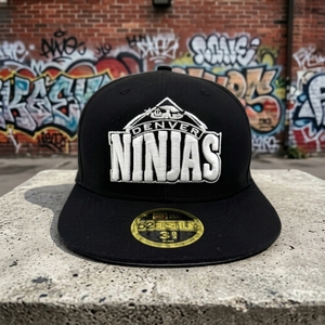 <span class=keywords><strong>Casquette</strong></span> de baseball structurée noire à 5 panneaux avec broderie 3D multicouche en relief personnalisée et visière plate - Product Image 1
