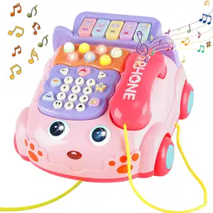 Jouet téléphone pour bébé, jouet téléphone dessin animé pour bébé piano musique jouet léger pour enfants semblant téléphone, téléphone portable pour enfants fille avec jouet léger