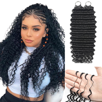 Extensions de cheveux naturels noirs à ondulations profondes, en crochets, sans trame, pré-séparées, pour tressage