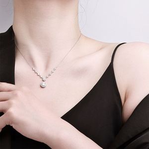 Collar de Plata de Ley S925 con Moissanita en Forma de Corazón para Mujer, Collar de Plata de Ley S925 con Moissanita en Forma de Cubo Pequeño - Product Image 3