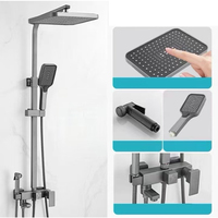 Robinet de douche mural en acier inoxydable à quatre fonctions, eau chaude et froide, ensemble de douche à haute pression avec effet pluie
