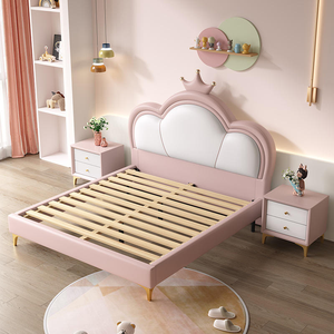 Cama <span class=keywords><strong>Infantil</strong></span> Tipo Mezzanine, Cama Doble para Niños, Cama Litera de Madera Maciza de Dos Pisos, Cama <span class=keywords><strong>Infantil</strong></span> Tipo Princesa - Product Image 2
