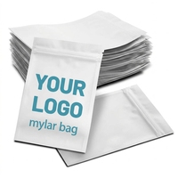 Sacs refermables en plastique blanc avec logo personnalisé, pochette anti-odeur en aluminium, sac Mylar 3,5, sac plat noir mat double face pour emballage