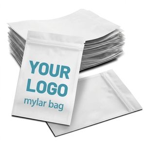 Sacs refermables en plastique blanc avec logo personnalisé, pochette anti-odeur en aluminium, sac Mylar 3,5, sac plat noir mat double face pour emballage - Product Image 1