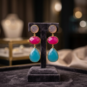ยกระดับสไตล์ของคุณด้วยต่างหูแบบหลายเม็ดประดับเพชรพลอยชุบทองคำ 14K ชุบโรเดียม และชุบทองคำสีกุหลาบ ดีไซน์แบบชาติพันธุ์สำหรับทั้งชายและหญิง - Product Image 3