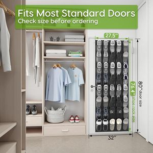 Organisateur de chaussures à suspendre sur la porte, 40 poches, en maille respirante, pour le rangement des chaussures derrière les portes ou sur les murs, noir - Product Image 4
