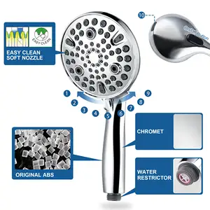 Toptan oem odm büyük yüz duş başlığı 10 püskürtme ayarı yüksek basınç duş combo set ile el duş saptırıcı