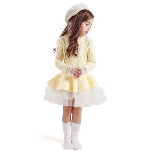 2019 di inverno Lavorato A Maglia Chiffon Vestito Dalla Ragazza di Natale Del Partito Lungo Del Manicotto Dei Bambini Vestiti Bambini Vestiti Per Le Ragazze <span class=keywords><strong>Abbigliamento</strong></span> Nuovo Anno