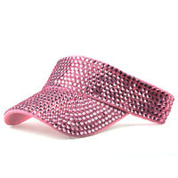Chapeau d'été d'extérieur pour femmes Creux Top Diamond Tobeauty Baseball Hat Versatile Teen Girl Sun Visor Rhinestone Hat Popular Headless