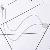 Offre Spéciale acier inoxydable disque rond or Rose argent chaîne à maillons 15/20/25mm disque rond blanc pièce en forme de pendentif collier