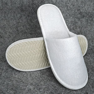 Otel malzemeleri toptan özelleştirilmiş logo Spa lüks terlik Terry kumaş açık ayak tek kullanımlık otel terliği - Product Image 5