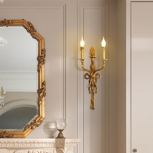 Gioielli top 2 lampade illuminazione decorativa barocca applique da parete in oro lampada in bronzo vintage lampada da parete in ottone antico retrò in rame chiaro - Product Image 2