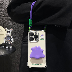 Dễ Thương Quái Vật Chủ Silicone Điện Thoại Di Động Trường Hợp Đối Với <span class=keywords><strong>iPhone</strong></span> 16 15 14 13 Pro Max Tay sai Vòng Đeo Tay Dây Đeo Đứng Chống Sốc Cover Quay Lại - Product Image 3