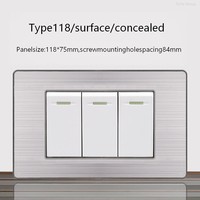 Interrupteur Électrique Tactile en Acier Inoxydable 16A 110-250V IP20 Design Moderne Durable Mural 1 Gang 1/2 Voie Installation Facile