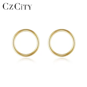 CZCITY Ohrring Schmuck Hoop Gold New Lady Design Sommer Stud für Frau Kreis Runde Ohrring