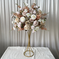 IFG Boule de fleurs en soie moderne, diamètre 60 cm, couleurs café, kaki, rose pâle et gris, pour décoration de centre de table de mariage, en promotion