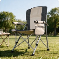 Chaise pliante d'extérieur moderne en acier carbone robuste et tissu Oxford, avec accoudoirs et dossier confortables, idéale pour les pique-niques