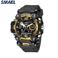 Montre connectée sport de luxe pour homme SMAEL 8072, affichage numérique LED, alarme, chronomètre, résistance aux chocs, étanche 50 bars