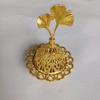 Brûleur d'encens arabe doré creux, brûleur de Bakhoor islamique avec couvercles amovibles pour le Ramadan et la décoration intérieure musulmane