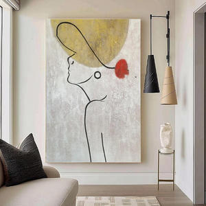 Décor à la maison grande taille moderne <span class=keywords><strong>blanc</strong></span> texturé mur Art toile à la main lignes dame nordique abstrait Art peinture à l'huile - Product Image 5