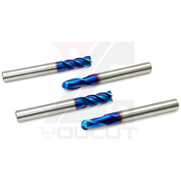 Fraise à queue en carbure monobloc avec revêtement nano bleu, haute dureté HRC45, pour usinage CNC d'acier de moule (profil en bout rond ou carré)