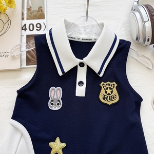 Robe d'été 2026 pour filles, édition coréenne, style polo dessin animé, <span class=keywords><strong>jupe</strong></span> plissée style collège pour petites filles - Product Image 3