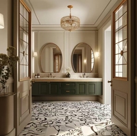Meuble-lavabo mural de luxe léger français, série verte rétro, haut de gamme, haute qualité, pour villa
