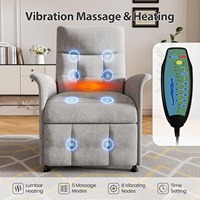 Fauteuil inclinable électrique avec chaleur et massage, un seul siège, pour personnes âgées |   Canapé inclinable avec télécommande, 3 poches latérales, montage facile, confortable