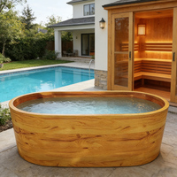 Baignoire autoportante en acier inoxydable 304 à grain de bois moderne, directement de l'usine, pour bain froid et glace, écologique et personnalisable
