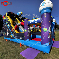Brincolín Inflable de PVC Tianhong de 7x4m, Parque de Atracciones Gigante con Temática Espacial Interior, Astronauta, Nave Espacial, Cohete, Capacidad para 10 Personas