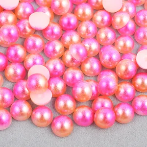 Vente en gros de perles demi-rondes en plastique, paquet en vrac de couleur AB, perles en cristal pour décoration, 3mm 4mm 5mm 6mm 8mm