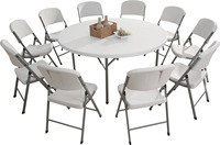 Table ronde pliante en plastique portable pour événements, fêtes, banquets, mariages, camping, taille personnalisée d'usine 6 pieds, 4 pieds, 5 pieds