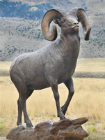 Offre Spéciale grande statue d'animal de jardin en bronze statue de chèvre de bélier sautant en bronze
