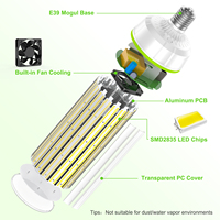 Ampoule de maïs LED 60W-300W 5000K SMD 2835 corps en aluminium blanc avec base E26/E39/E14/E27 pour entrepôts Shop Street Road