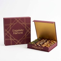 Boîte en carton personnalisée avec fermeture magnétique, logo estampé à chaud, vernis sélectif UV, pour dattes, emballage cadeau personnalisé avec date pour cadeaux du Ramadan