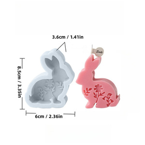 Easter Bunny <b>Candle</b> Silicone <b>Mold</b> Rabbit Shape DIY Relief Flower Plaster Epoxy Ornament <b>Mold</b> - Product Image 5