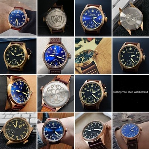 Crea il Tuo Marchio di Orologi: Orologio Meccanico a Carica Manuale da Pilota con Quadrante Piccolo, Movimento Seagull ST3621, Luminoso C3, 10 ATM, in Bronzo da Uomo - Product Image 2