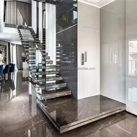 Guangdong Floating Stringer Stair Kits Marmor/Holztreppe Design Indoor Glas geländer Schritte Treppe