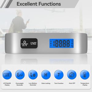 Báscula Digital Portátil de Bolsillo para Viajes, con Pantalla LCD de Temperatura y Tiempo, Báscula para Equipaje - Product Image 5